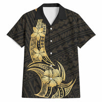Gold Black Polynesia Hibiscus Plumeria Tattoo Hawaiian Shirt LT14 Black - Polynesian Pride