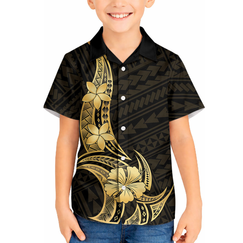 Gold Black Polynesia Hibiscus Plumeria Tattoo Hawaiian Shirt LT14 - Polynesian Pride