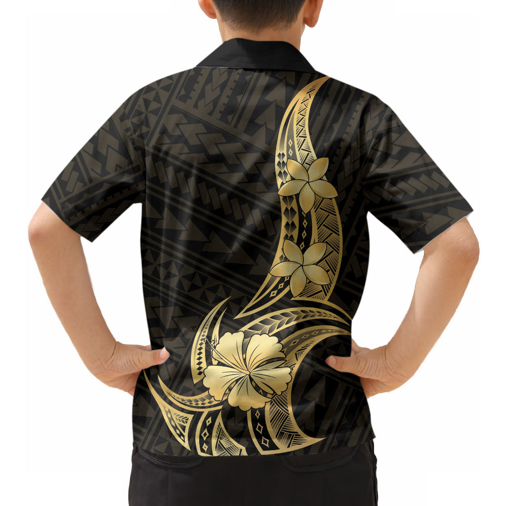 Gold Black Polynesia Hibiscus Plumeria Tattoo Hawaiian Shirt LT14 - Polynesian Pride