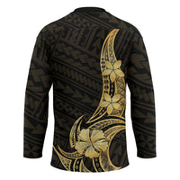 Gold Black Polynesia Hibiscus Plumeria Tattoo Hockey Jersey LT14 - Polynesian Pride