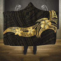 Gold Black Polynesia Hibiscus Plumeria Tattoo Hooded Blanket LT14 - Polynesian Pride