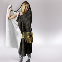 Gold Black Polynesia Hibiscus Plumeria Tattoo Hooded Blanket LT14 - Polynesian Pride