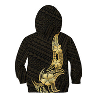 Gold Black Polynesia Hibiscus Plumeria Tattoo Kid Hoodie LT14 - Polynesian Pride