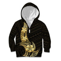 Gold Black Polynesia Hibiscus Plumeria Tattoo Kid Hoodie LT14 Zip Hoodie Black - Polynesian Pride