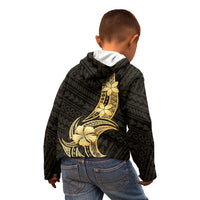 Gold Black Polynesia Hibiscus Plumeria Tattoo Kid Hoodie LT14 - Polynesian Pride