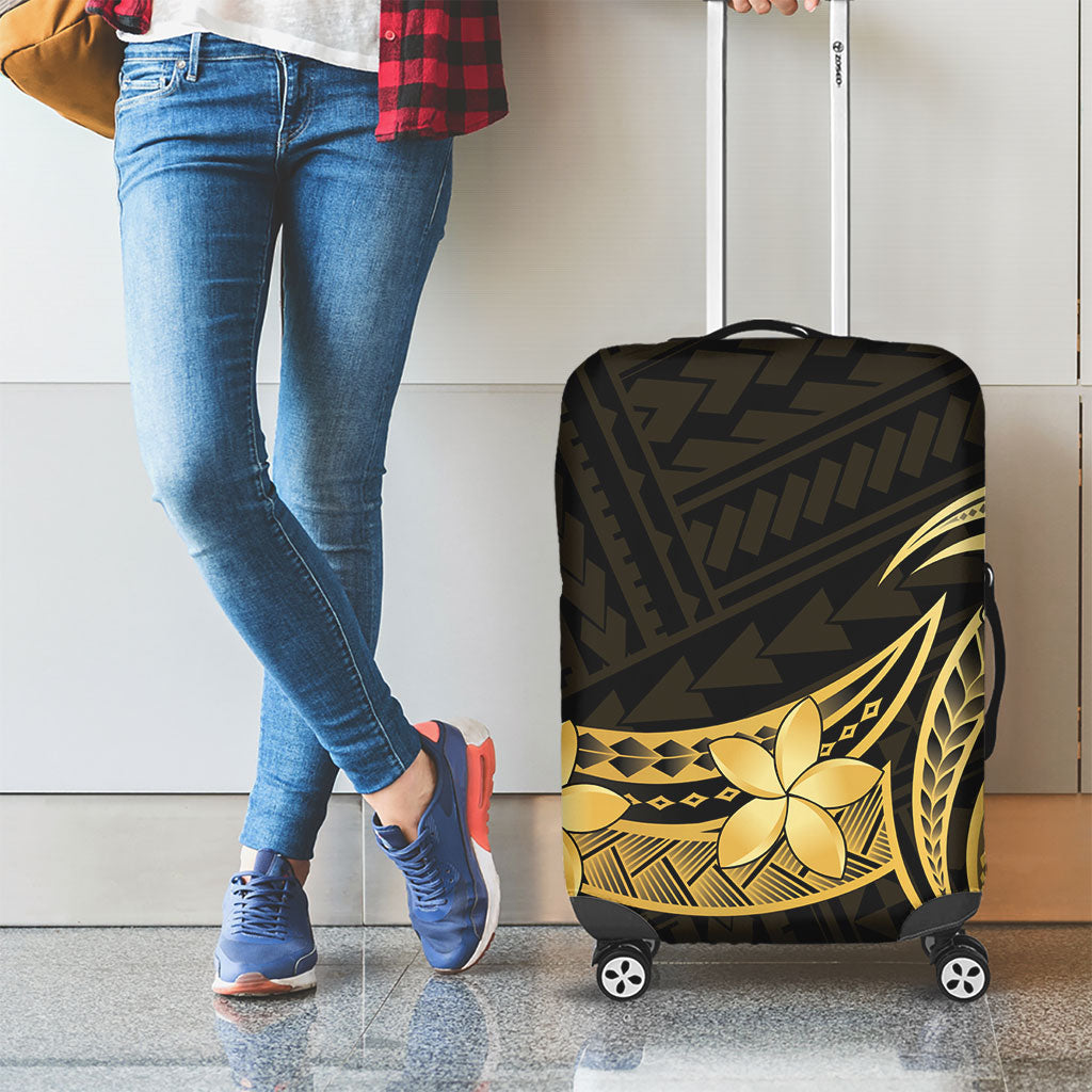 Gold Black Polynesia Hibiscus Plumeria Tattoo Luggage Cover LT14 - Polynesian Pride