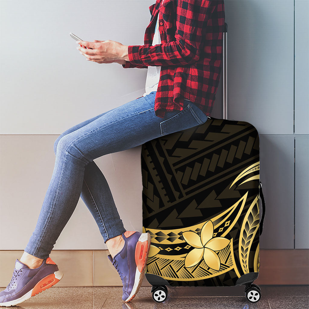 Gold Black Polynesia Hibiscus Plumeria Tattoo Luggage Cover LT14 - Polynesian Pride