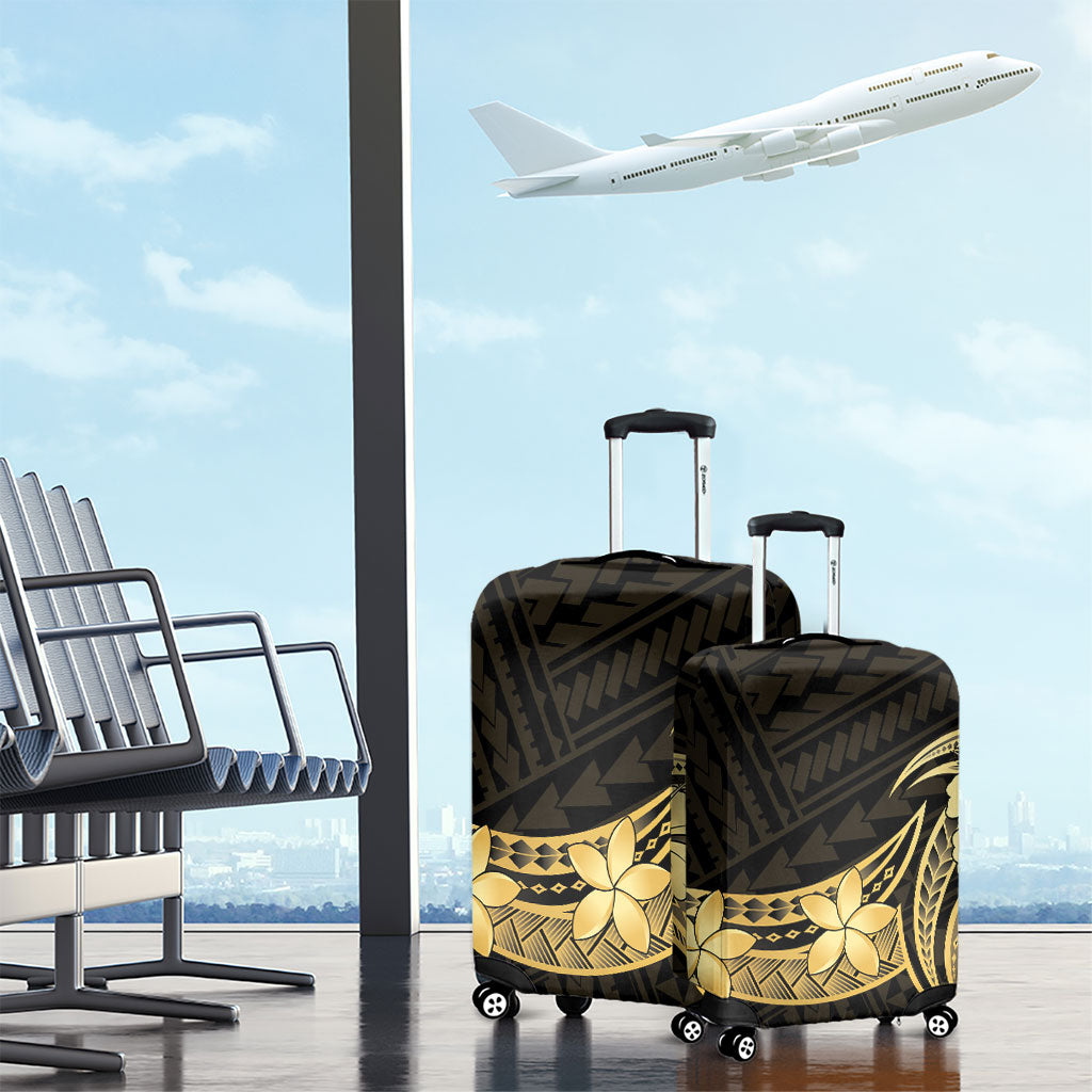 Gold Black Polynesia Hibiscus Plumeria Tattoo Luggage Cover LT14 - Polynesian Pride