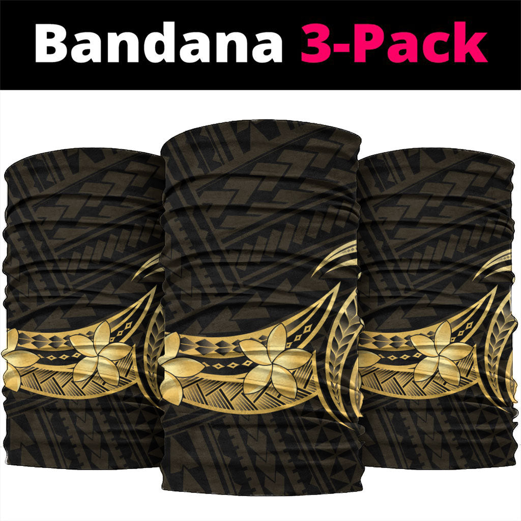 Gold Black Polynesia Hibiscus Plumeria Tattoo Neck Gaiter LT14 package One Size: 25*50cm Black - Polynesian Pride