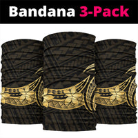 Gold Black Polynesia Hibiscus Plumeria Tattoo Neck Gaiter LT14 package One Size: 25*50cm Black - Polynesian Pride
