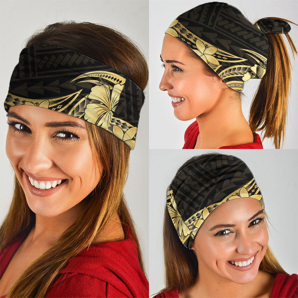 Gold Black Polynesia Hibiscus Plumeria Tattoo Neck Gaiter LT14 - Polynesian Pride