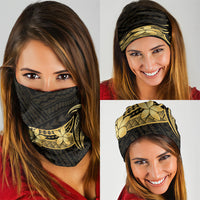 Gold Black Polynesia Hibiscus Plumeria Tattoo Neck Gaiter LT14 - Polynesian Pride