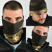 Gold Black Polynesia Hibiscus Plumeria Tattoo Neck Gaiter LT14 - Polynesian Pride
