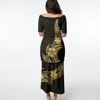 Gold Black Polynesia Hibiscus Plumeria Tattoo Puletasi LT14 - Polynesian Pride