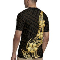 Gold Black Polynesia Hibiscus Plumeria Tattoo Rugby Jersey LT14 - Polynesian Pride