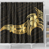 Gold Black Polynesia Hibiscus Plumeria Tattoo Shower Curtain LT14 - Polynesian Pride