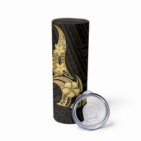 Gold Black Polynesia Hibiscus Plumeria Tattoo Skinny Tumbler LT14 - Polynesian Pride