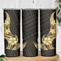 Gold Black Polynesia Hibiscus Plumeria Tattoo Skinny Tumbler LT14 - Polynesian Pride