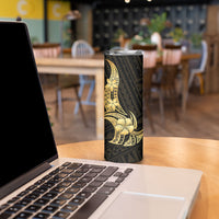 Gold Black Polynesia Hibiscus Plumeria Tattoo Skinny Tumbler LT14 - Polynesian Pride