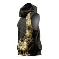 Gold Black Polynesia Hibiscus Plumeria Tattoo Sleeveless Hoodie LT14 - Polynesian Pride