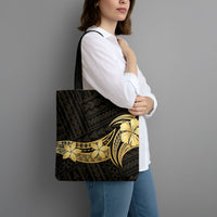 Gold Black Polynesia Hibiscus Plumeria Tattoo Tote Bag LT14 - Polynesian Pride
