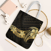Gold Black Polynesia Hibiscus Plumeria Tattoo Tote Bag LT14 White Strap One Size Black - Polynesian Pride
