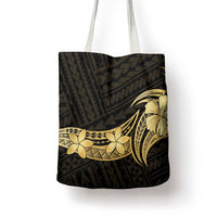 Gold Black Polynesia Hibiscus Plumeria Tattoo Tote Bag LT14 - Polynesian Pride