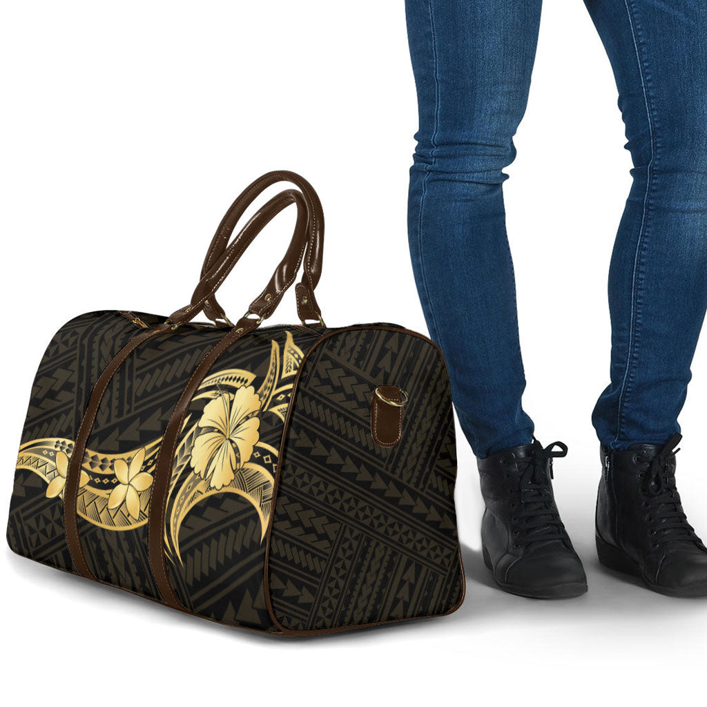 Gold Black Polynesia Hibiscus Plumeria Tattoo Travel Bag LT14 - Polynesian Pride