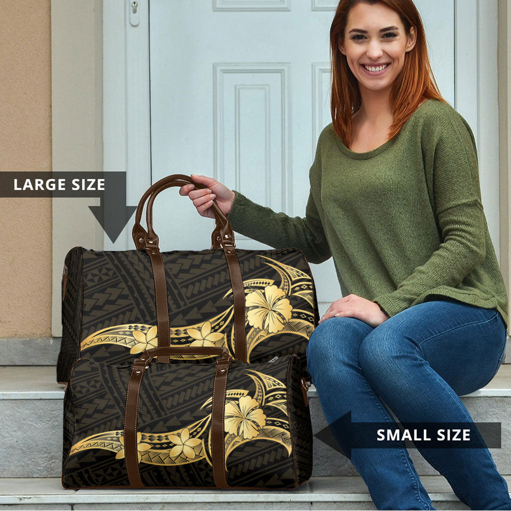Gold Black Polynesia Hibiscus Plumeria Tattoo Travel Bag LT14 - Polynesian Pride