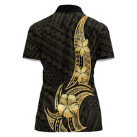 Gold Black Polynesia Hibiscus Plumeria Tattoo Women Polo Shirt LT14 - Polynesian Pride