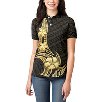 Gold Black Polynesia Hibiscus Plumeria Tattoo Women Polo Shirt LT14 - Polynesian Pride