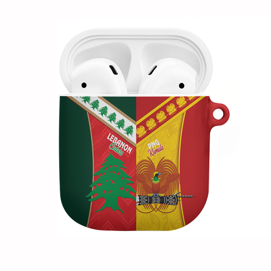 Rugby Papua New Guinea and Lebanon AirPods Case PNG Kumuls Cedars Together LT14 Multicolor - Polynesian Pride