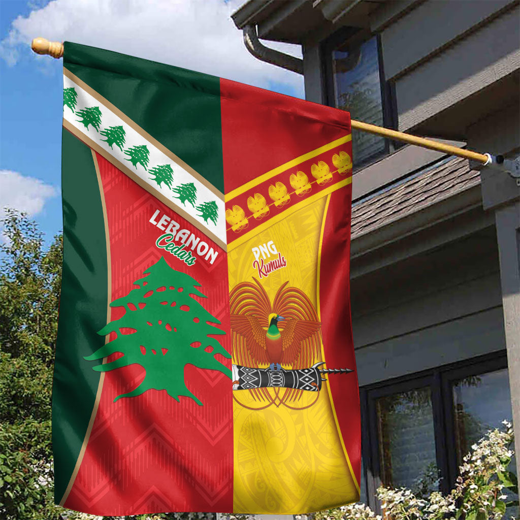 Rugby Papua New Guinea and Lebanon Garden Flag PNG Kumuls Cedars Together LT14 - Polynesian Pride