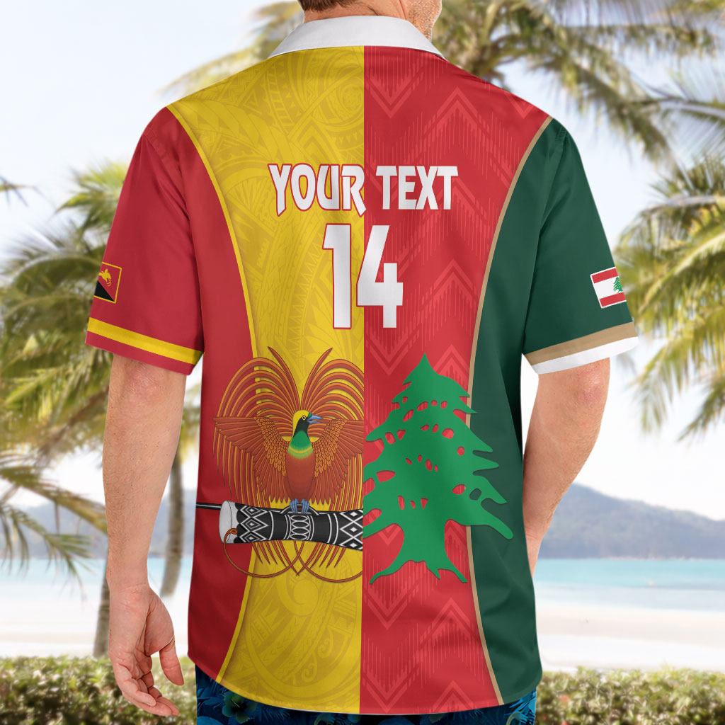 Custom Rugby Papua New Guinea and Lebanon Hawaiian Shirt PNG Kumuls Cedars Together LT14 - Polynesian Pride