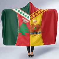 Rugby Papua New Guinea and Lebanon Hooded Blanket PNG Kumuls Cedars Together LT14 One Size Multicolor - Polynesian Pride