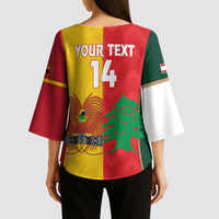 Custom Rugby Papua New Guinea and Lebanon Kimono Sleeve Blouse PNG Kumuls Cedars Together LT14 - Polynesian Pride