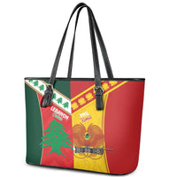 Rugby Papua New Guinea and Lebanon Leather Tote Bag PNG Kumuls Cedars Together LT14 - Polynesian Pride