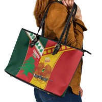 Rugby Papua New Guinea and Lebanon Leather Tote Bag PNG Kumuls Cedars Together LT14 - Polynesian Pride