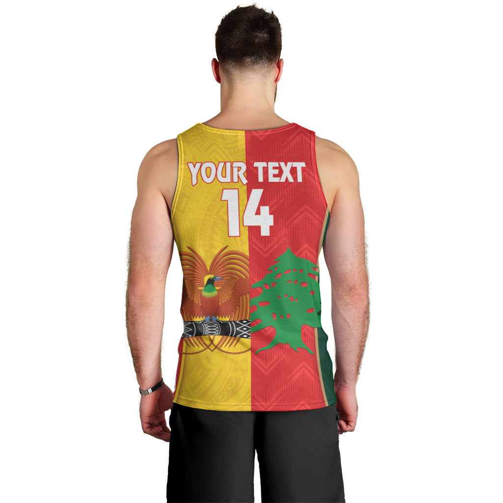 Custom Rugby Papua New Guinea and Lebanon Men Tank Top PNG Kumuls Cedars Together LT14 - Polynesian Pride