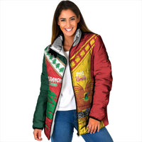 Custom Rugby Papua New Guinea and Lebanon Padded Jacket PNG Kumuls Cedars Together LT14 Women Multicolor - Polynesian Pride