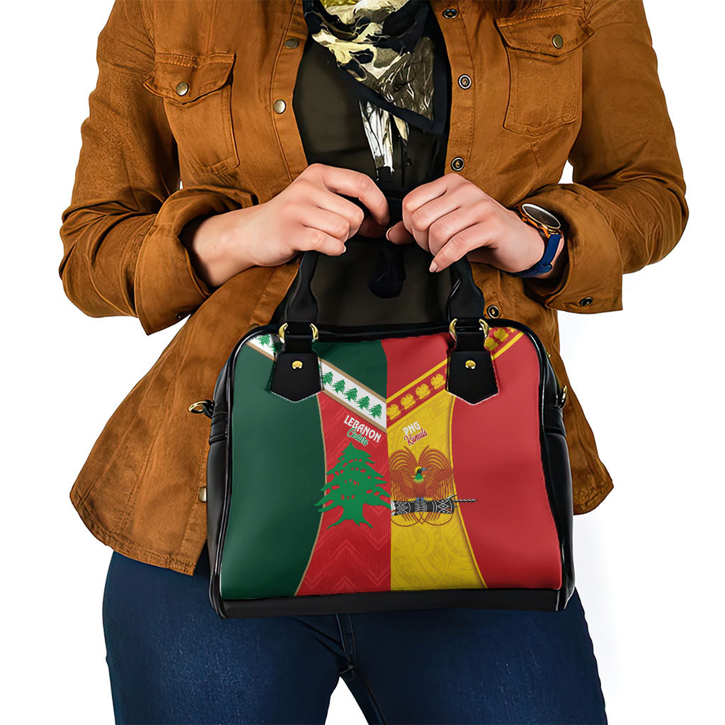 Rugby Papua New Guinea and Lebanon Shoulder Handbag PNG Kumuls Cedars Together LT14 - Polynesian Pride