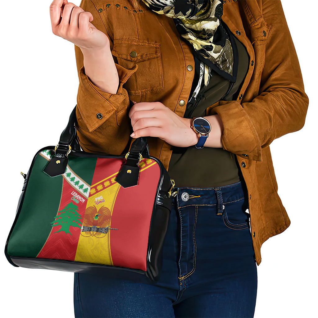 Rugby Papua New Guinea and Lebanon Shoulder Handbag PNG Kumuls Cedars Together LT14 - Polynesian Pride