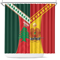 Rugby Papua New Guinea and Lebanon Shower Curtain PNG Kumuls Cedars Together LT14 Multicolor - Polynesian Pride