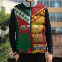 Custom Rugby Papua New Guinea and Lebanon Sleeveless Puffer Jacket PNG Kumuls Cedars Together LT14 - Polynesian Pride