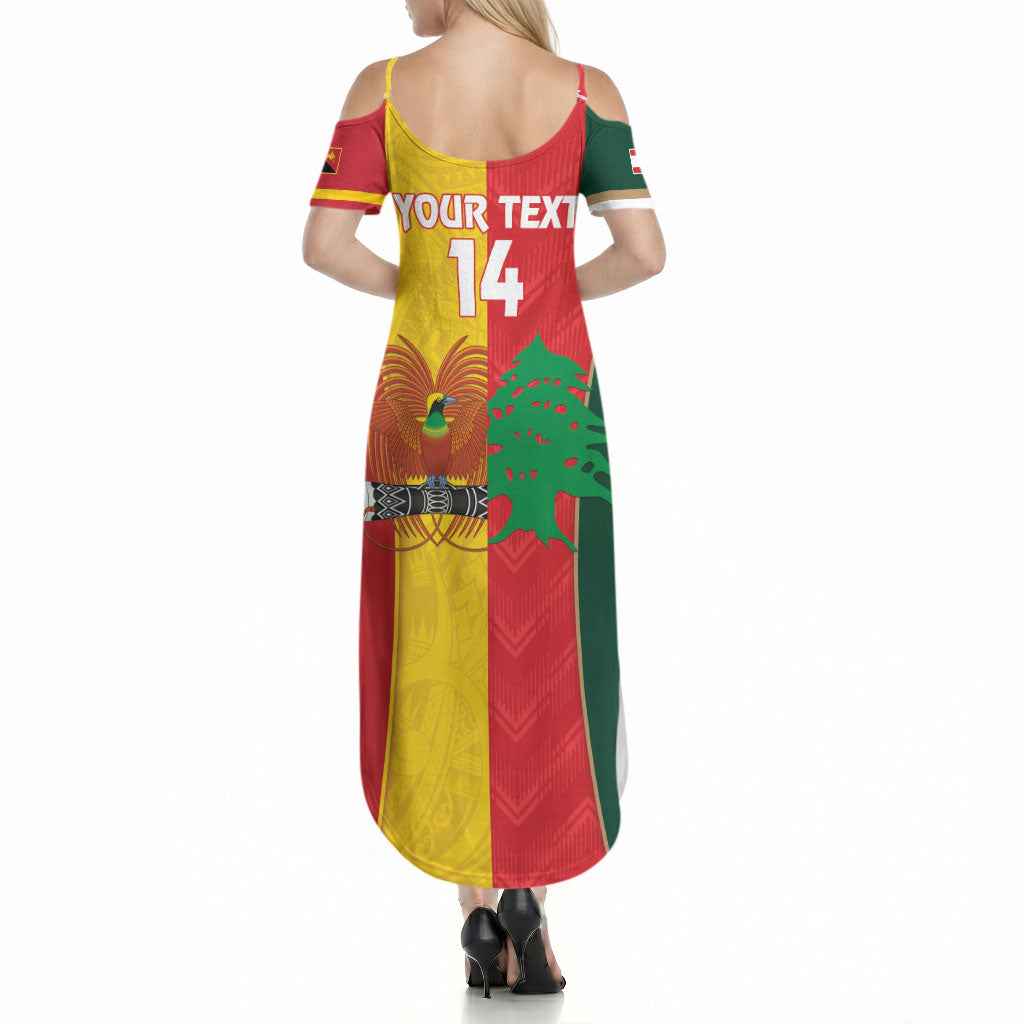 Custom Rugby Papua New Guinea and Lebanon Summer Maxi Dress PNG Kumuls Cedars Together LT14 - Polynesian Pride