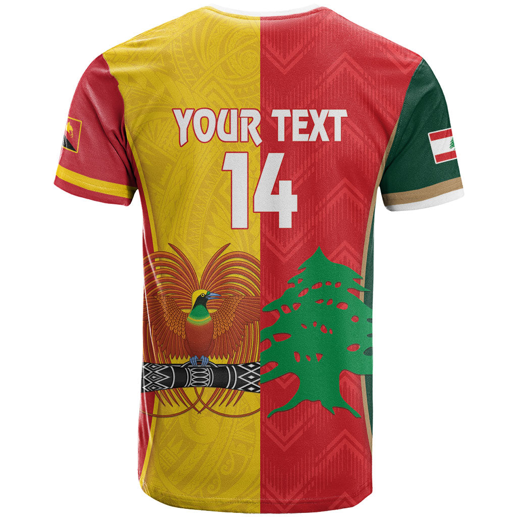 Custom Rugby Papua New Guinea and Lebanon T Shirt PNG Kumuls Cedars Together LT14 - Polynesian Pride