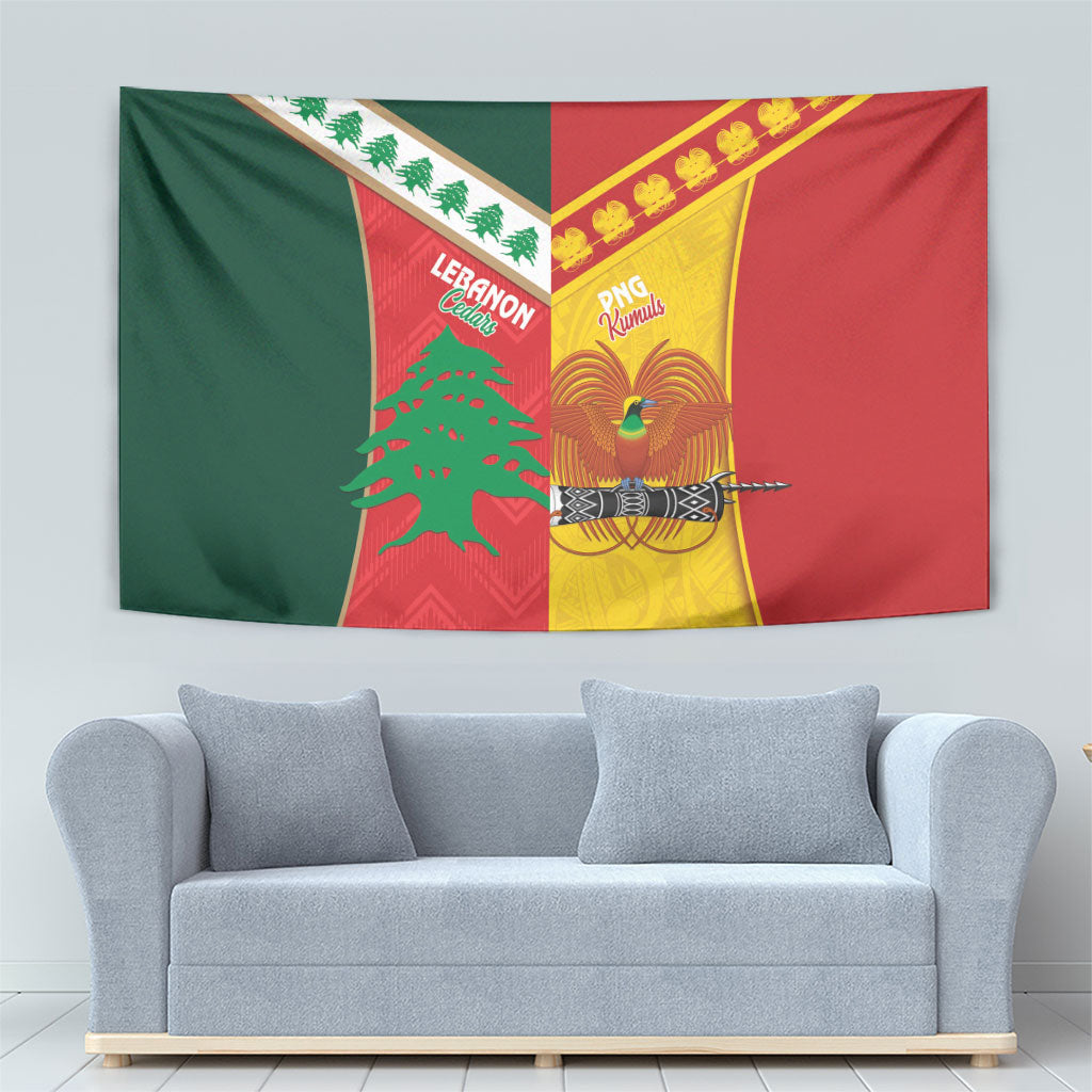 Rugby Papua New Guinea and Lebanon Tapestry PNG Kumuls Cedars Together LT14 - Polynesian Pride