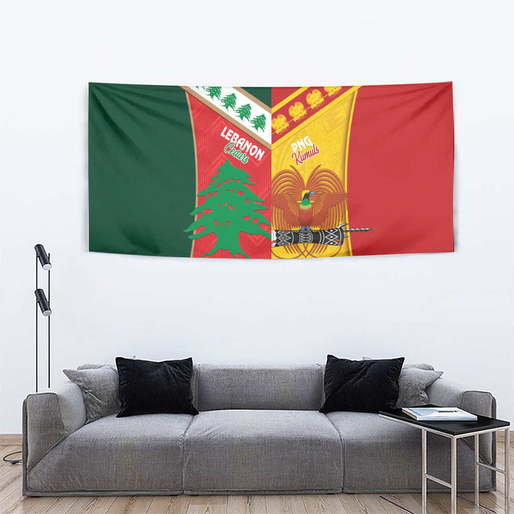Rugby Papua New Guinea and Lebanon Tapestry PNG Kumuls Cedars Together LT14 - Polynesian Pride