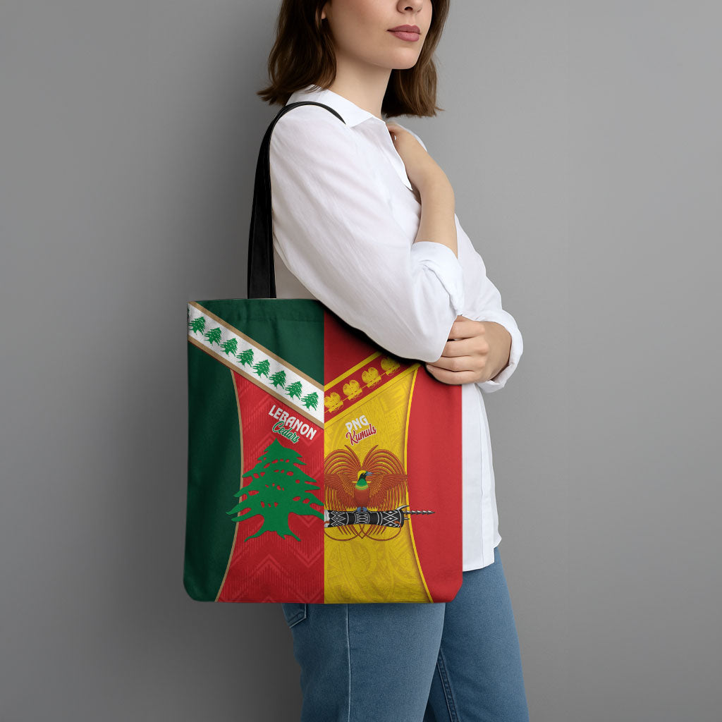 Rugby Papua New Guinea and Lebanon Tote Bag PNG Kumuls Cedars Together LT14 - Polynesian Pride