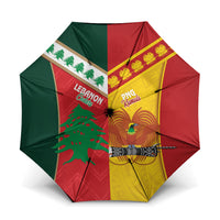 Rugby Papua New Guinea and Lebanon Umbrella PNG Kumuls Cedars Together LT14 One Size Folded 11.42 inch Opened Diameter 37.4 inch Multicolor - Polynesian Pride